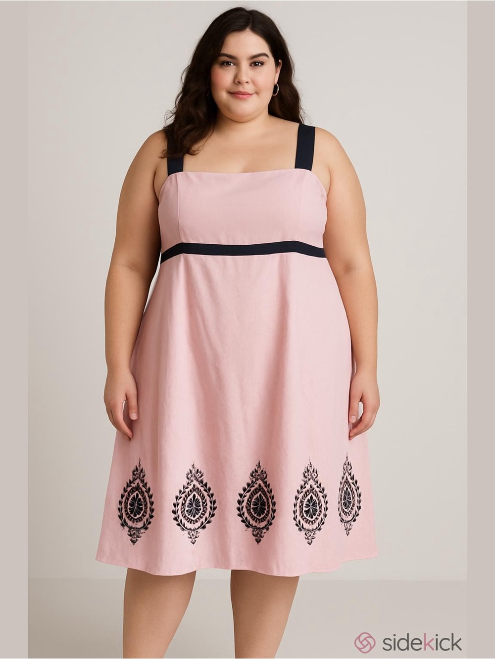 Jessica Howard A Line Midi Embellished Plus Linen Blend Dress Size 24w